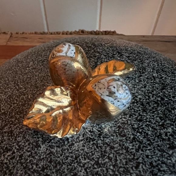 Navy blue/black and white speckled with gold rosebud handle in Gold gilt - Picture 3 of 6